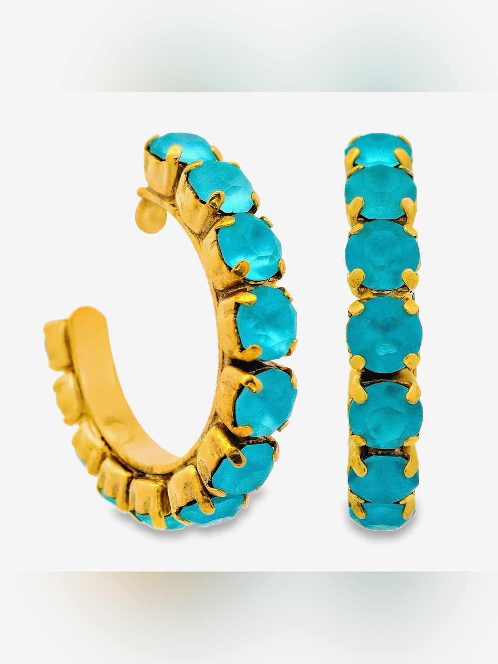 TOVA candy crush jubilee turquoise hoop earrings $95 NWT